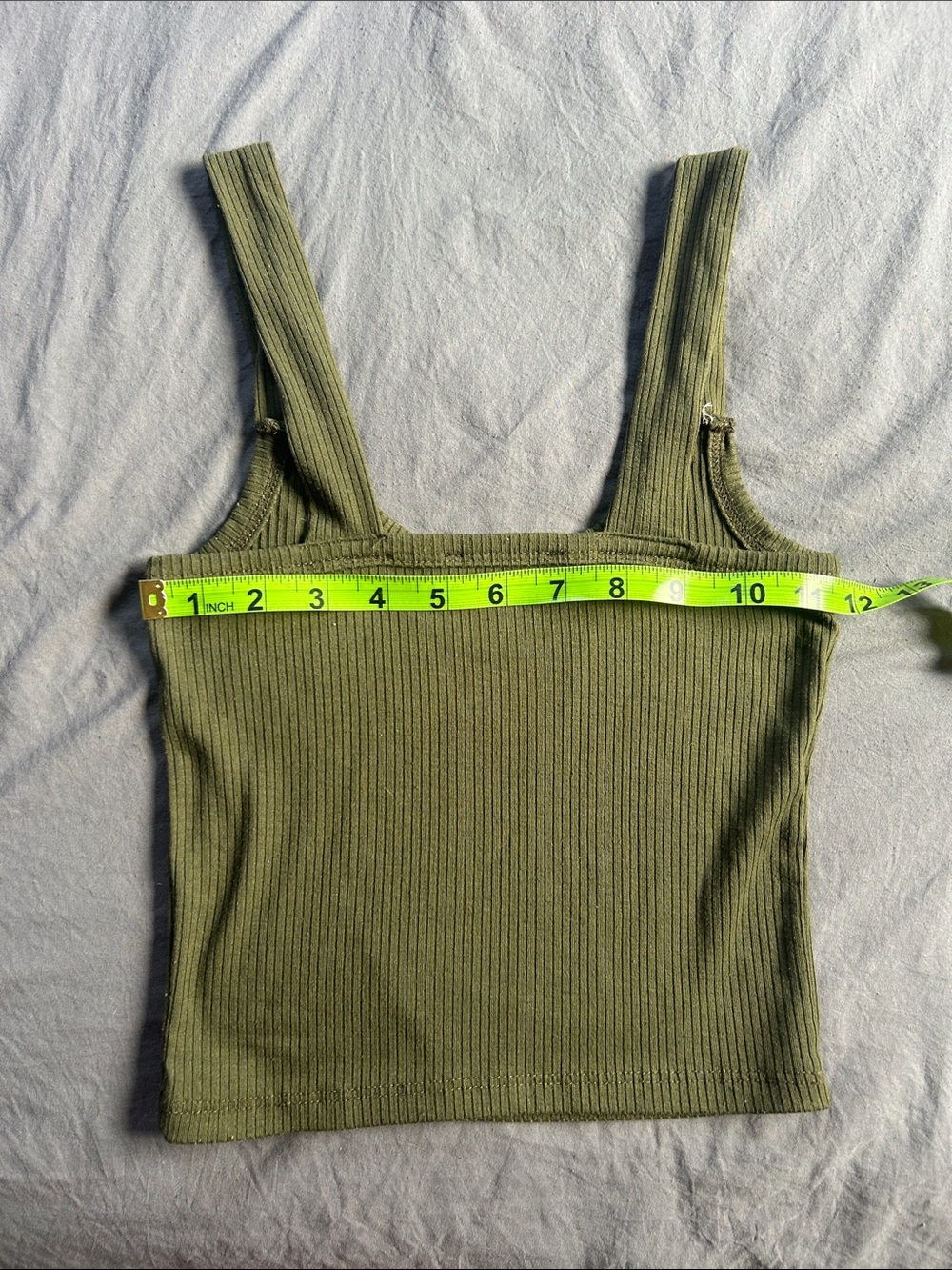 See You Monday Olive Green Ribbed Tank Top - Picture 4 of 4